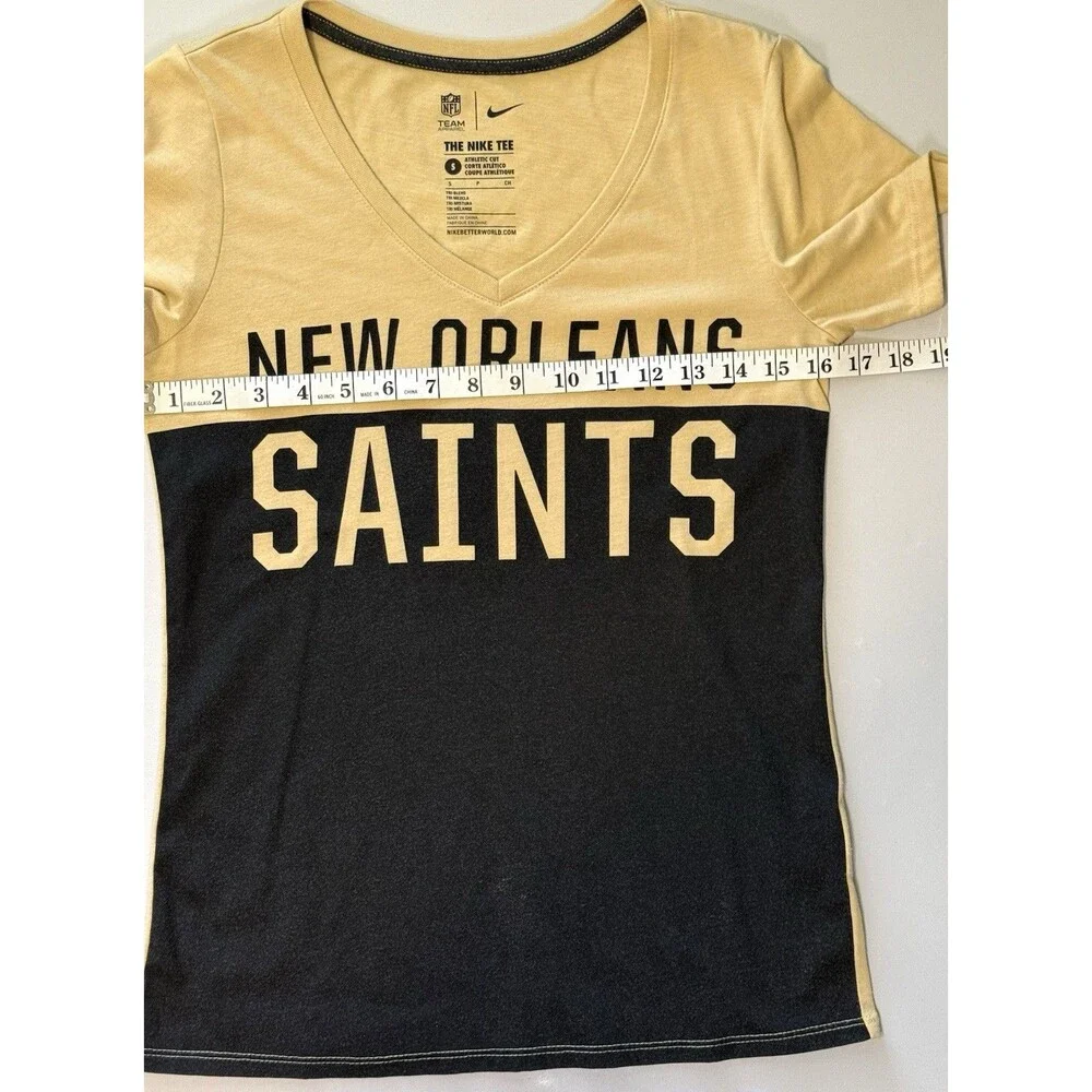 Nike Women's NFL New Orleans Saints Tee Small Black Gold Athletic Cut